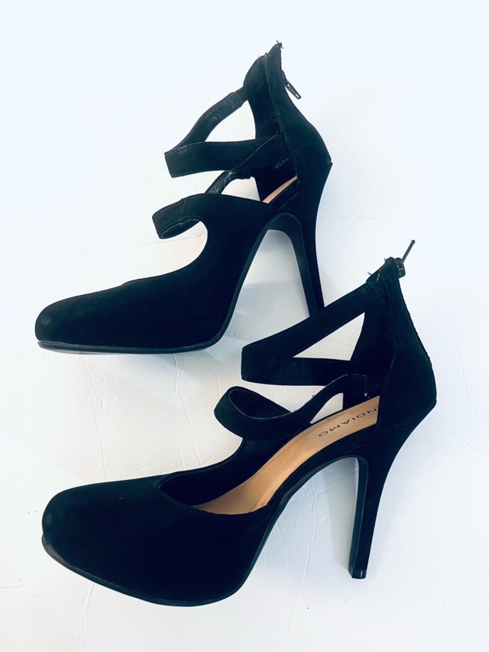 Andiamo Black Strappy High Heel Pumps WMN SZ 8.5 Stiletto 5” Heel Clean Classic